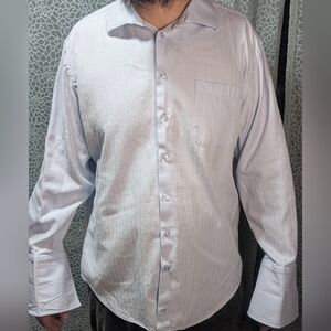 Bachrach Light Blue Herringbone Dress Shirt | Men’s XL | 17 34/35